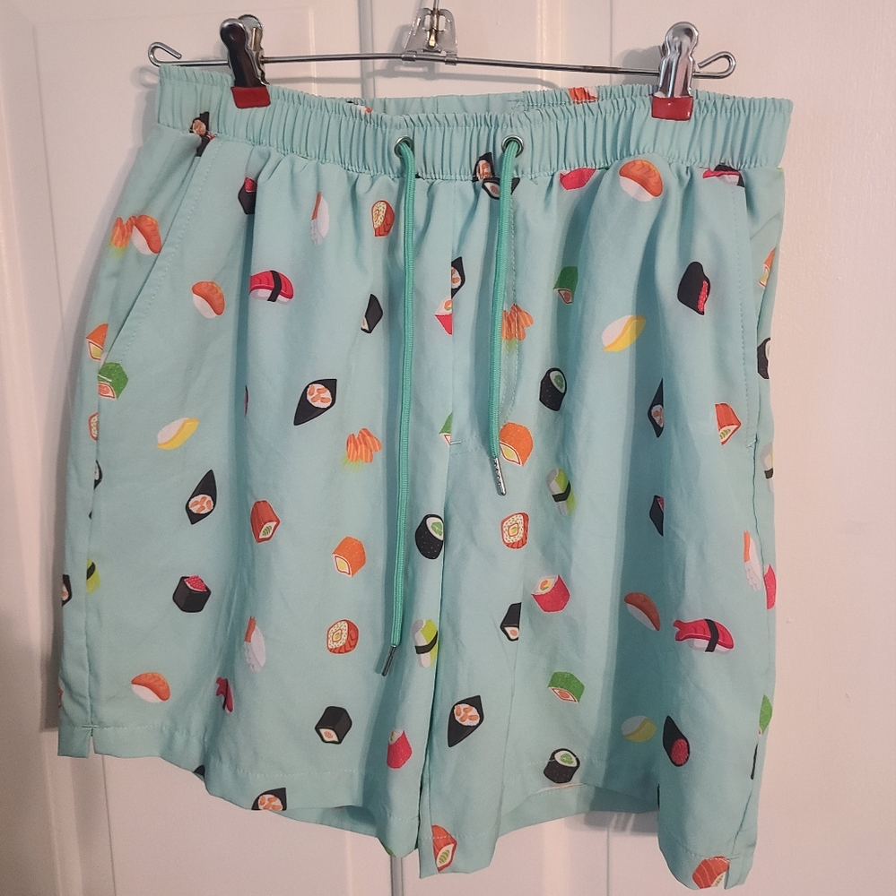 Mosmann Australia Men's Light Blue Mint Green Sushi Swim Trunks Size Medium